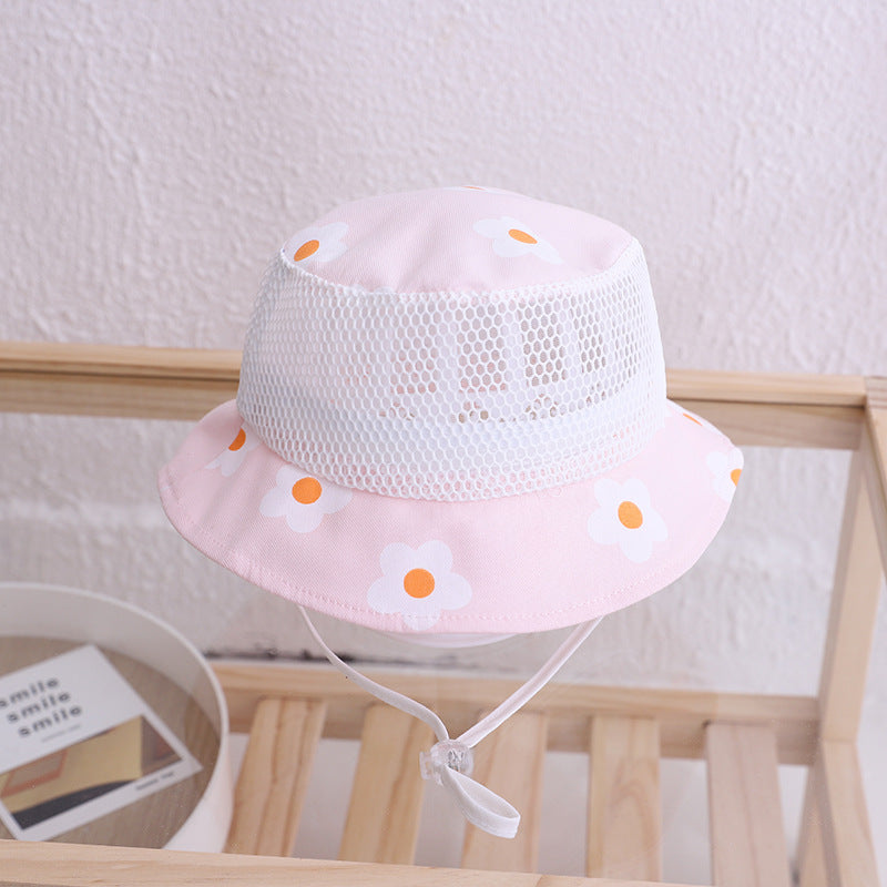 Floral Baby Bucket Hat Kids Accessories Mesh Summer Children Cap for Girls Baby