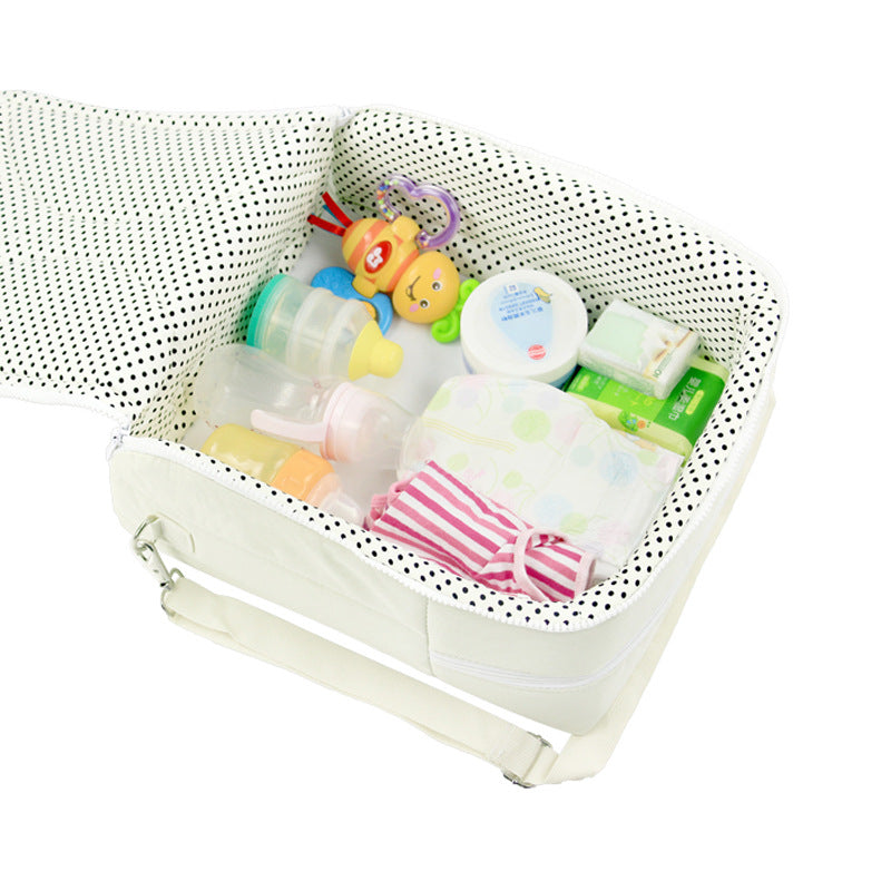 Custom-made multi function double one Mommy bag portable folding baby bed outdoor travel handbag