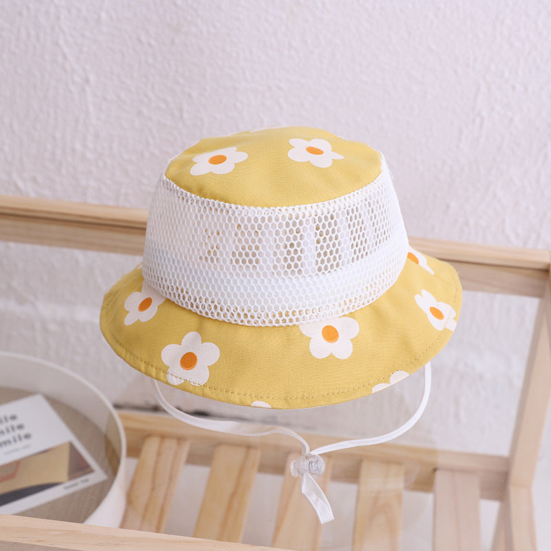 Floral Baby Bucket Hat Kids Accessories Mesh Summer Children Cap for Girls Baby